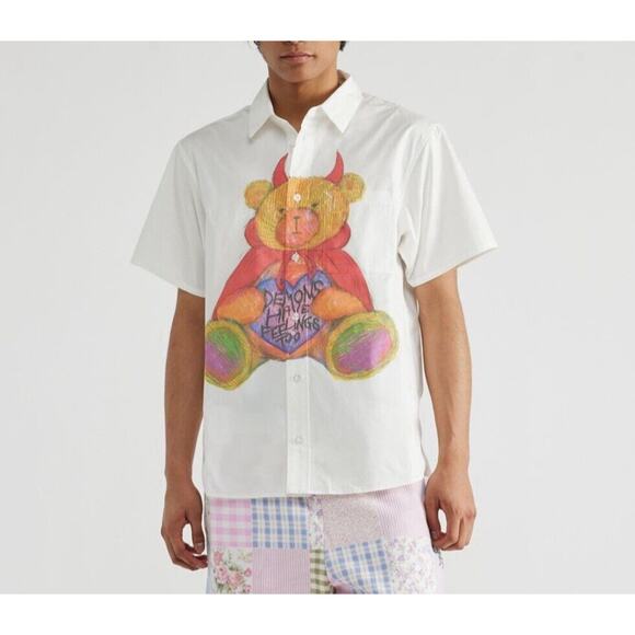 Teddy Fresh Big Bear Multicolor Button Down Shirt Size‎ Small New Demon - Picture 2 of 5